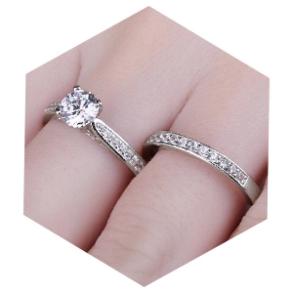 💎 1ct CZ Solitaire Bridal Set – 925 Sterling Silver 💋 - Picture 5 of 8